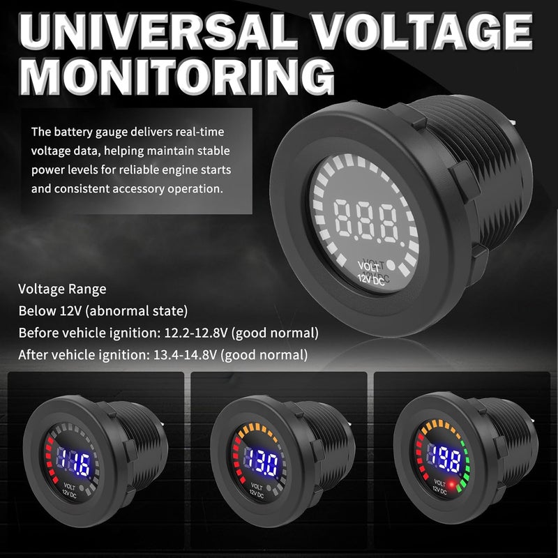 Figpade Volt Meter 12 Volt with LED Digital Display Panel,12V DC Battery Voltage Meter with Mounting Plate & Cables for Voltage Monitoring,Universal Voltages Gauge Car Accessories - Image 5